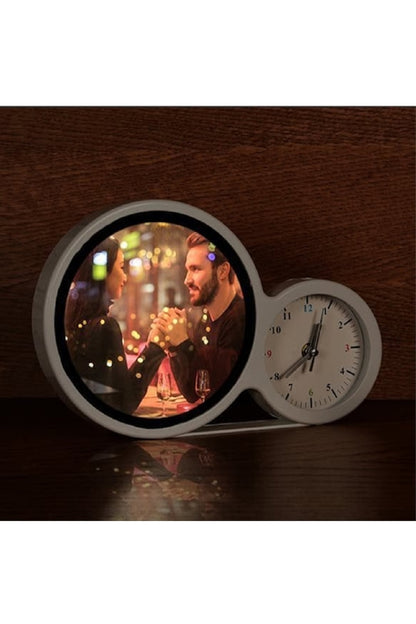 Özel Sevgililer Günü Fotoğraflı Saatli Sihirli Led Ayna Çerçeve