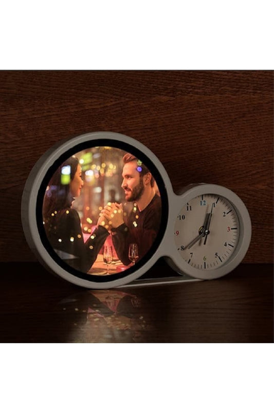 Özel Sevgililer Günü Fotoğraflı Saatli Sihirli Led Ayna Çerçeve