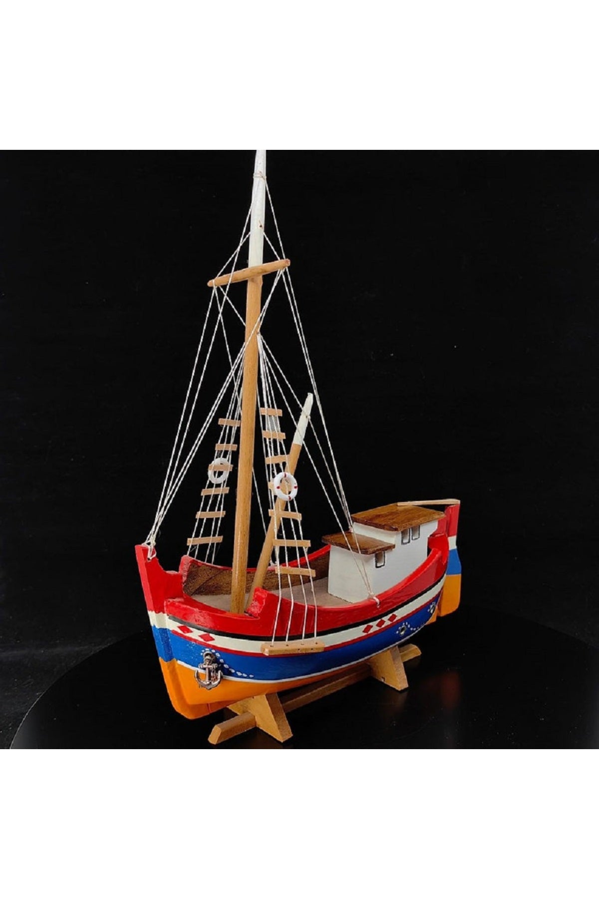 El yapımı Komple Ahşap Malzemeden Gemi Maketi 38X45CM