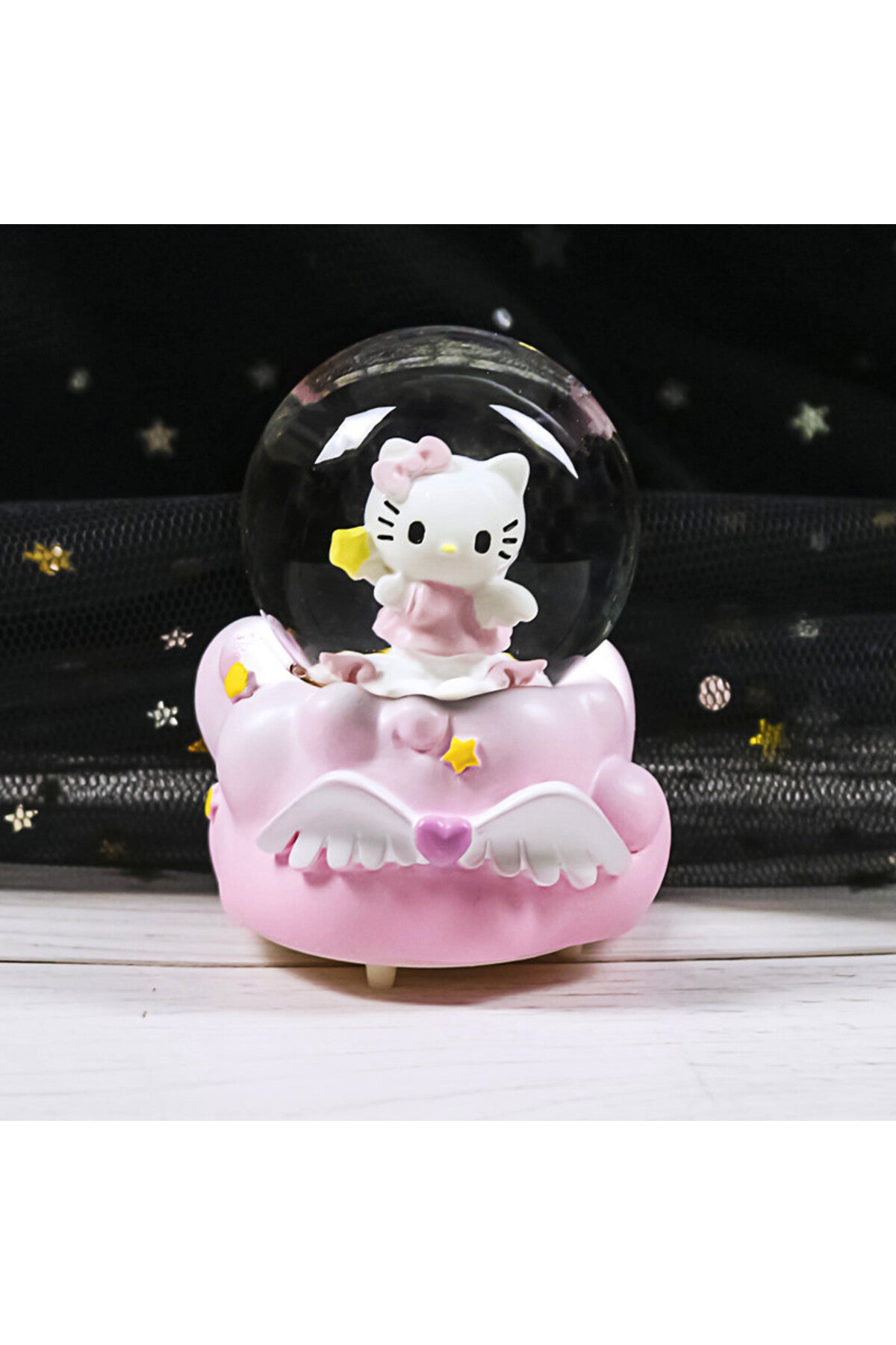 Hello Kitty Işıklı Kar Küresi 7cm Pembe