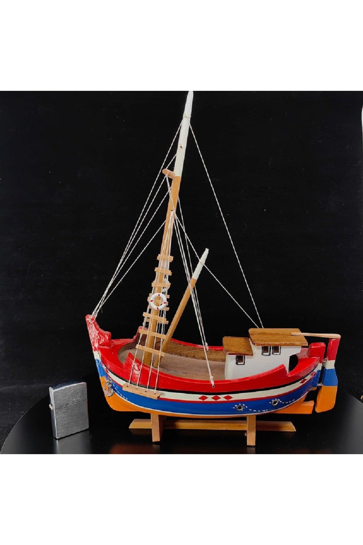 El yapımı Komple Ahşap Malzemeden Gemi Maketi 38X45CM