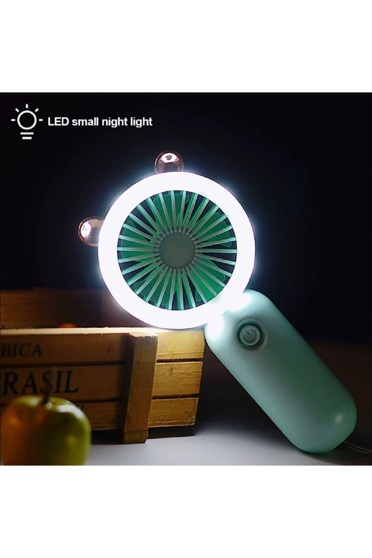 El Mini Fan USB Şarj Edilebilir Soğutma Fanları Sevimli Taşınabilir Gece Lambası