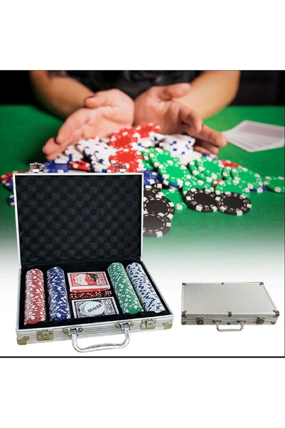 Eğlence Pokers Pazarlık Cips Dices Alüminyum Kasa İle 200 Parça Poker Fişi Seti 11 Gram Texas Holdem