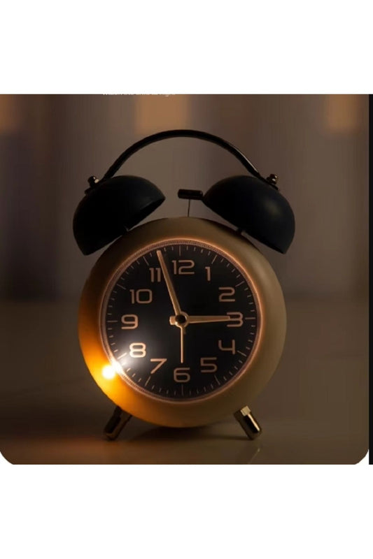 Güçlü Uyandırma Çalar Saat Minimalist Yaratıcı Öğrenci Çocuk Mekanik Metal Çan Dilsiz Gece Lambası