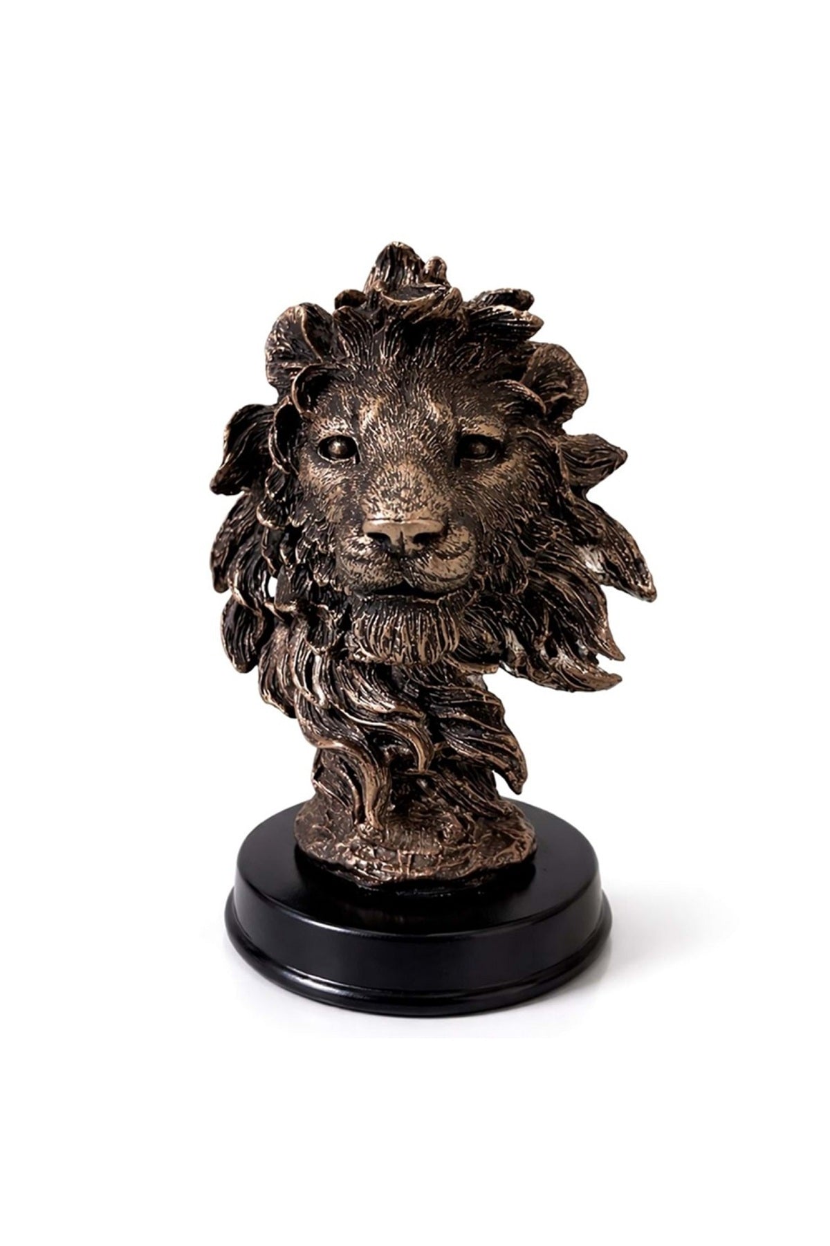 Bronz Aslan Büst Dekoratif Obje – Güç, Liderlik ve Asalet Simgesi | 13×9 cm Masaüstü Biblo