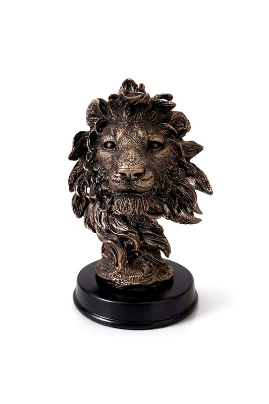 Bronz Aslan Büst Dekoratif Obje – Güç, Liderlik ve Asalet Simgesi | 13×9 cm Masaüstü Biblo