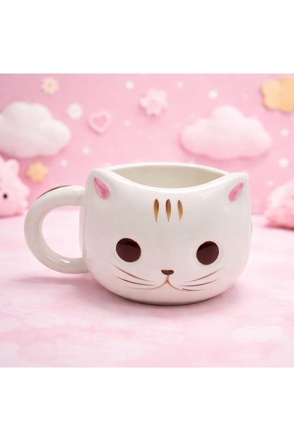 Sevimli Kedi Tasarımlı Seramik Kupa Bardak Kawaii Kahve Fincanı Dekoratif Hediyelik