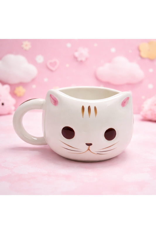 Sevimli Kedi Tasarımlı Seramik Kupa Bardak Kawaii Kahve Fincanı Dekoratif Hediyelik