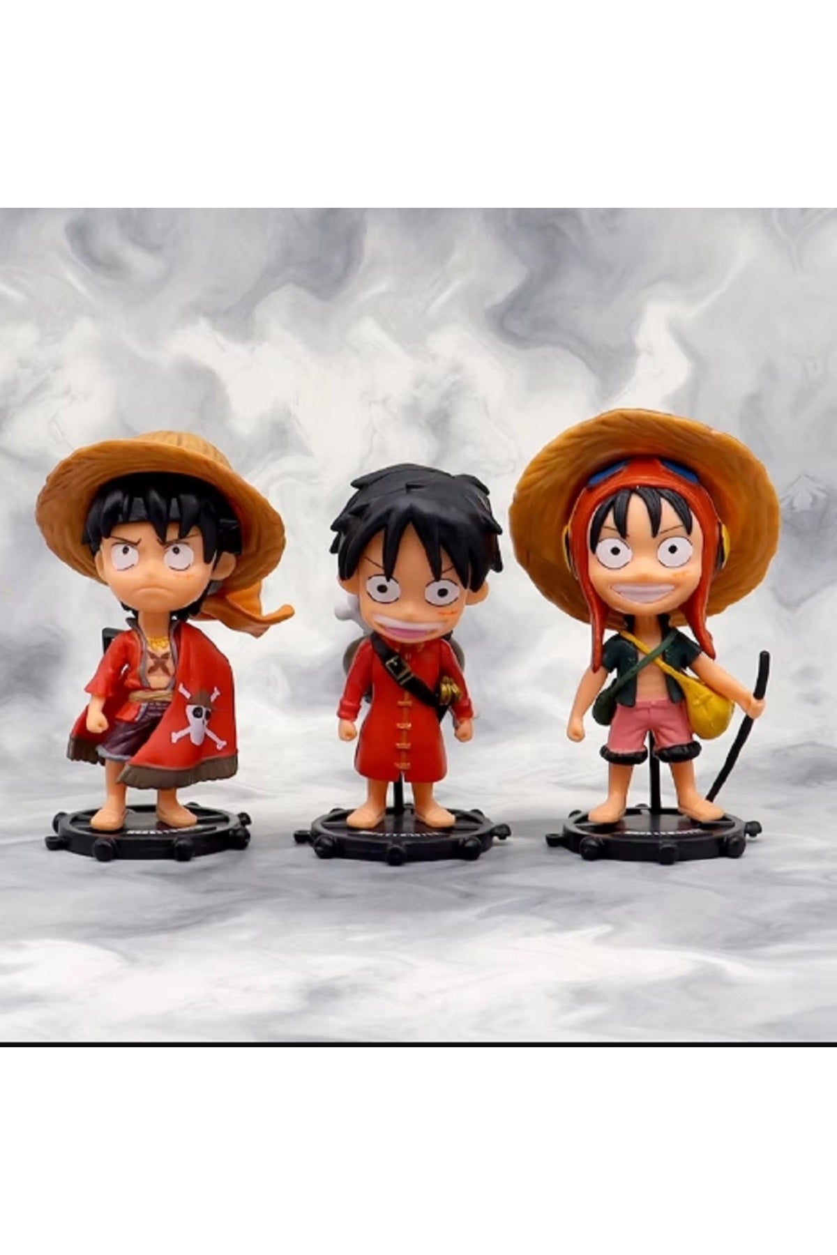 3 adet/Takım Tek Parça Sevimli Luffy PVC Anime Aksiyon Figür Biblo Oyuncak