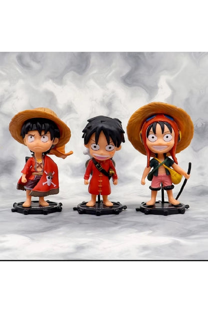 3 adet/Takım Tek Parça Sevimli Luffy PVC Anime Aksiyon Figür Biblo Oyuncak
