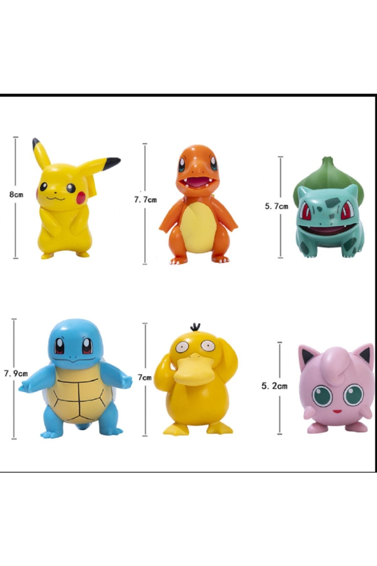 Pokemon Rakamlar Anime Modeli 6 Stilleri Pikachu Charmander Psyduck Squirtle Jigglypuff Bulbasaur