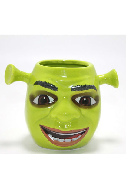 Shrek Tasarımlı Seramik Kupa Bardak, Dekoratif ve Eğlenceli Yeşil Karakter Kupa Modeli Özel