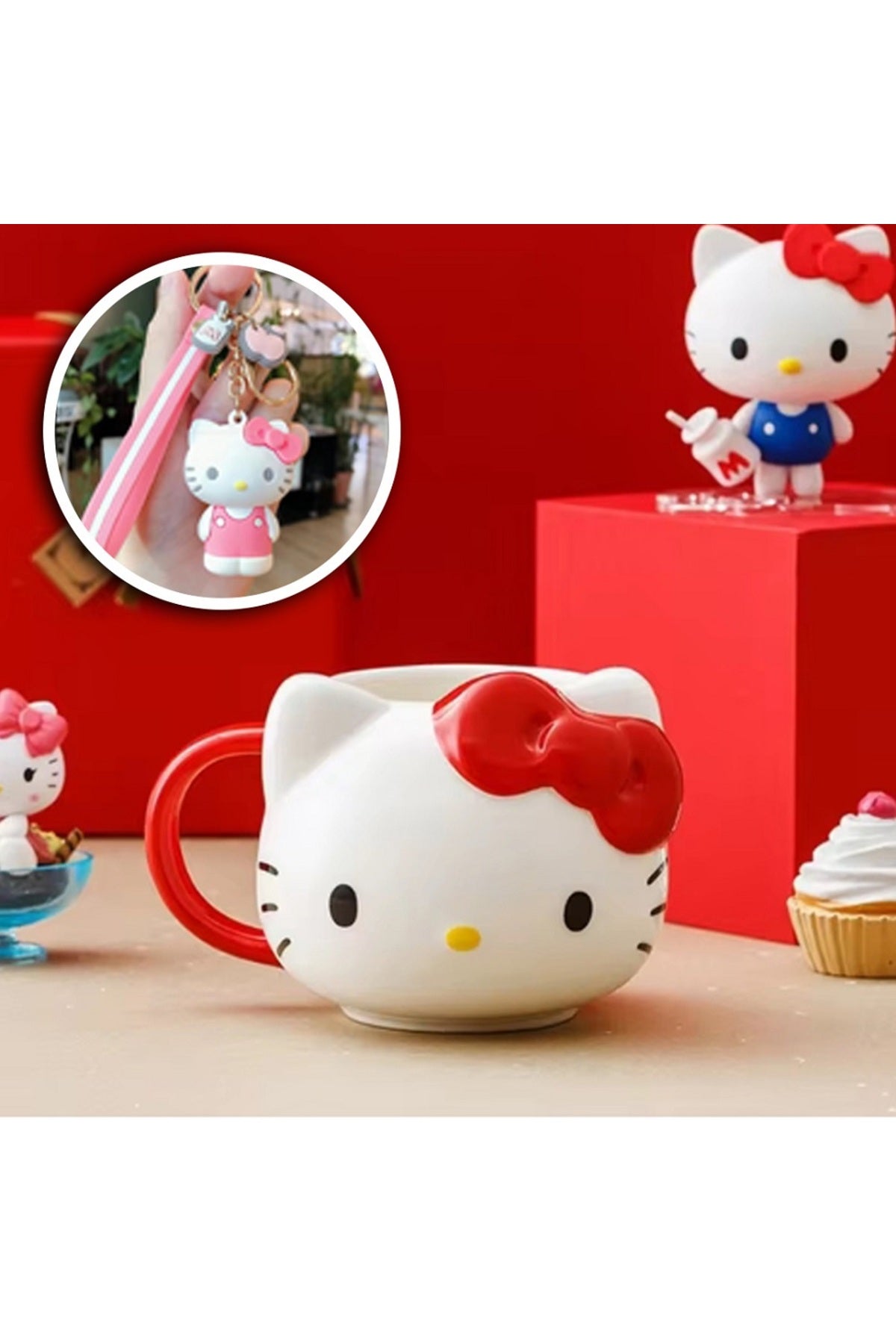 400ml Seramik Hello Kitty Kupa Bardak/hello Kitty Anahtarlık Hediye