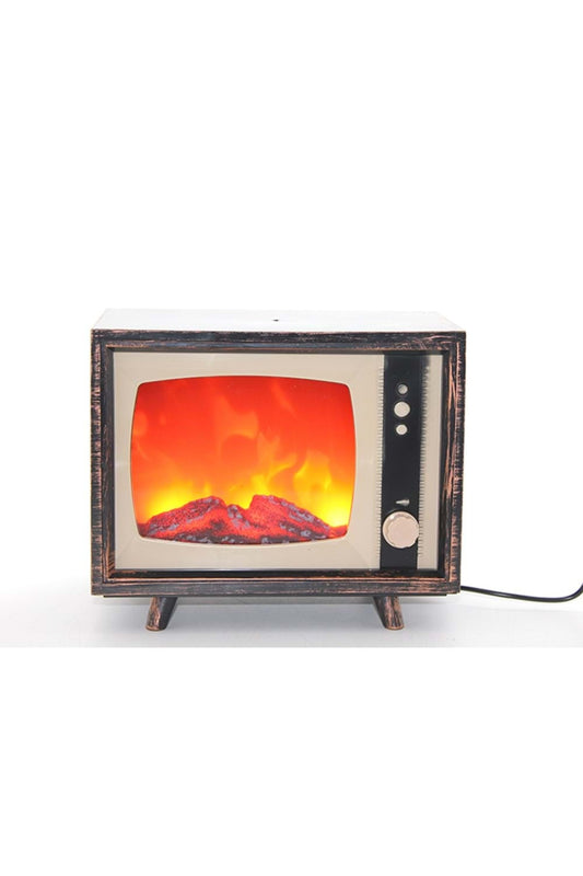Dekoratif Vintage Elektirikli Televizyon Tasarımlı Dekoratif Şömine & Gece Lambası