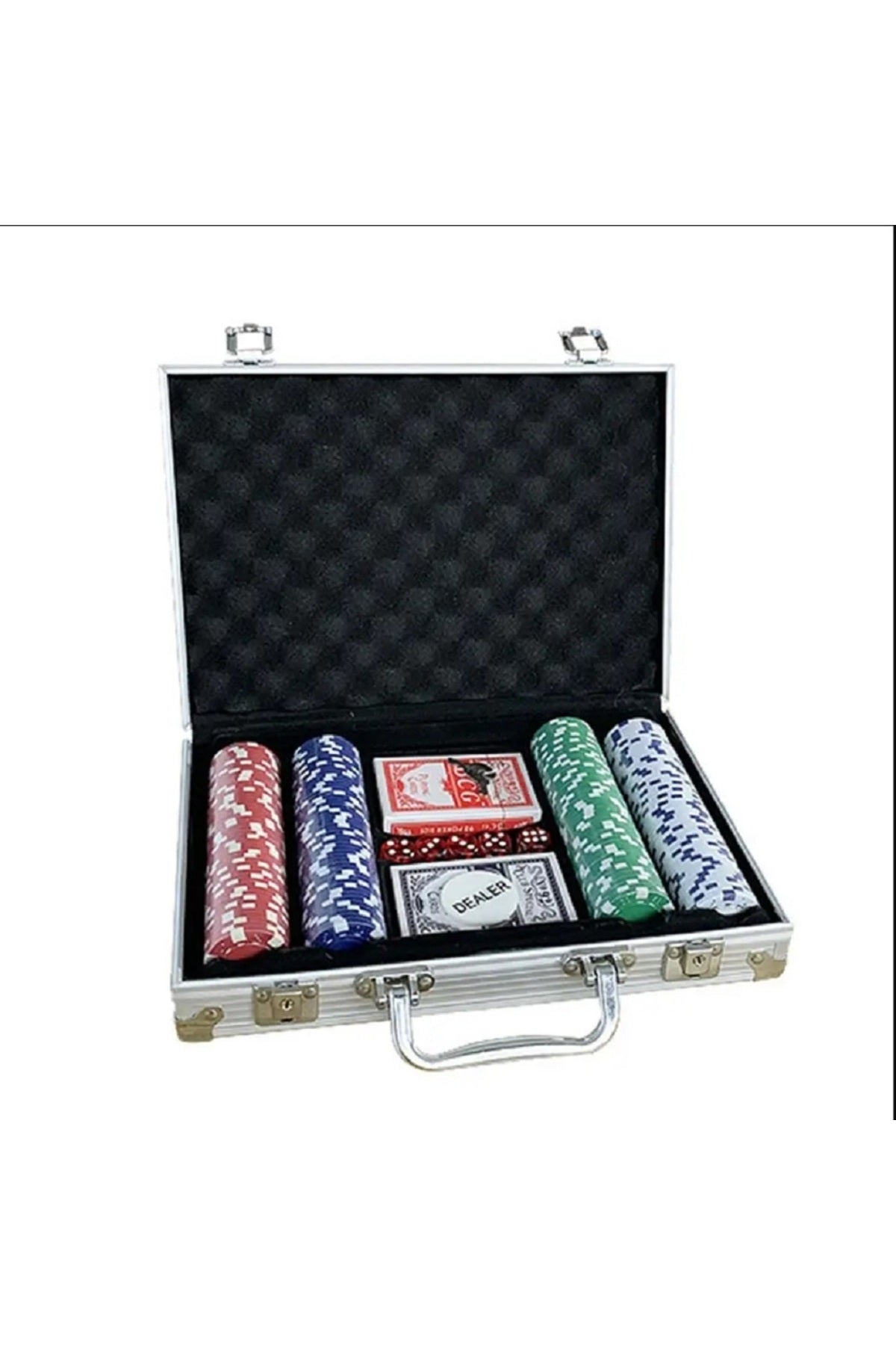 Eğlence Pokers Pazarlık Cips Dices Alüminyum Kasa İle 200 Parça Poker Fişi Seti 11 Gram Texas Holdem