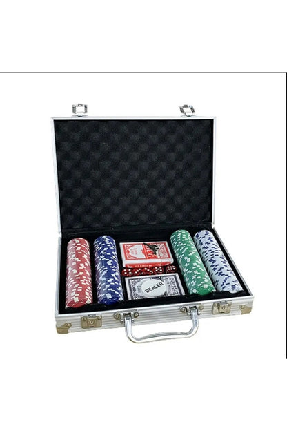 Eğlence Pokers Pazarlık Cips Dices Alüminyum Kasa İle 200 Parça Poker Fişi Seti 11 Gram Texas Holdem