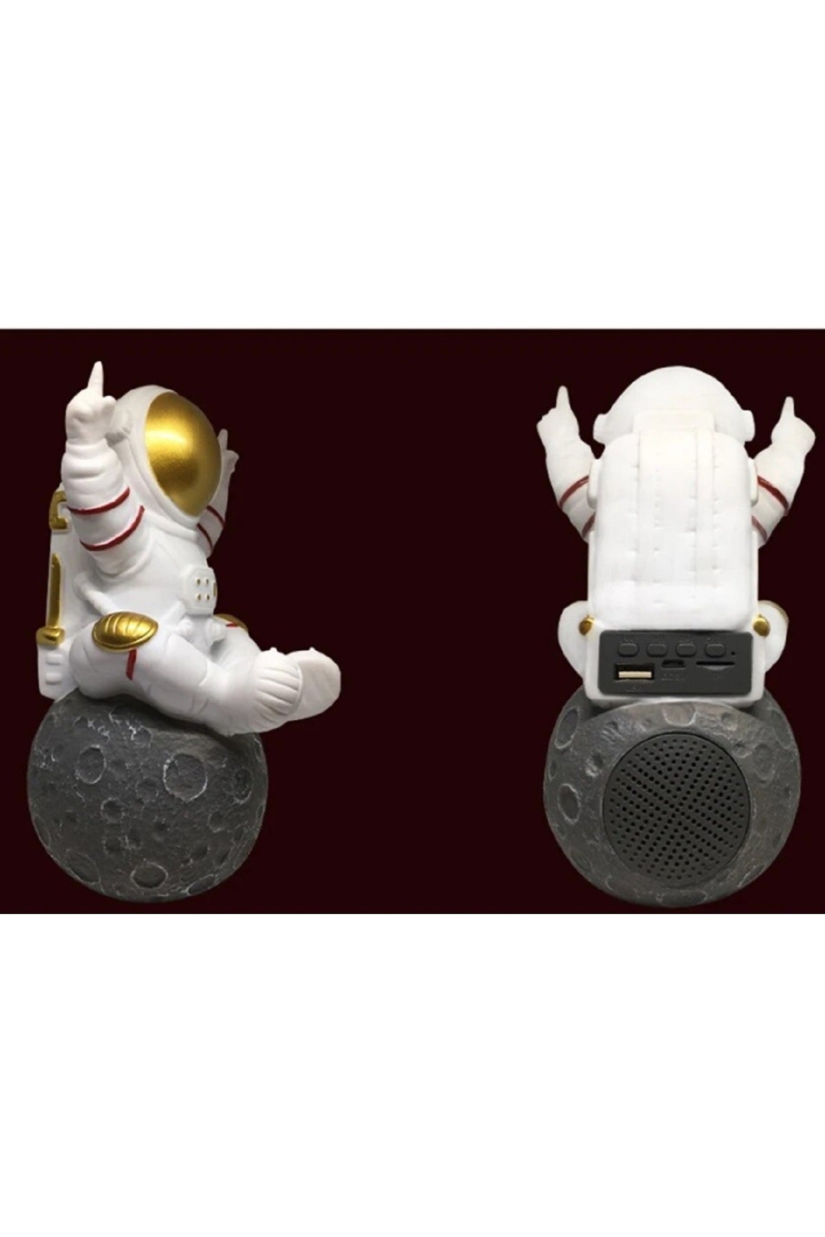 Astronot Reçine Figürü Heykeli Kablosuz Bluetooth Uyumlu Hoparlör Telefon Tutucu Ve Gece Lambası