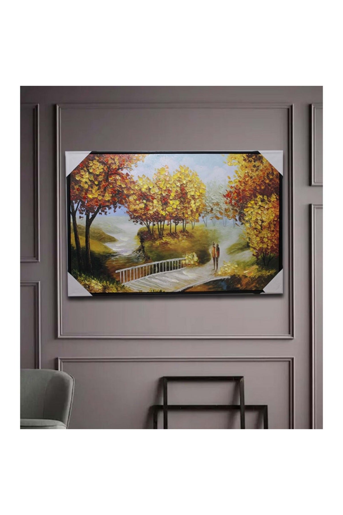 Retro Renkli Vinatge Çiçek Bahçesi Duvar Dekorasyon Yağlı Boya Tablo 90x60