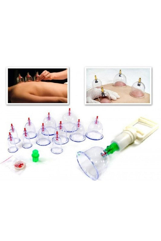 12li Kupa Çekme Vakumlu Masaj Aleti Hacamat Seti Selülit Cihazı Ağrı Giderici Bardak Masajı