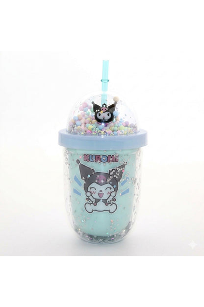 Kuromi & Friends 3D Figürlü Simli Pipetli Bardak