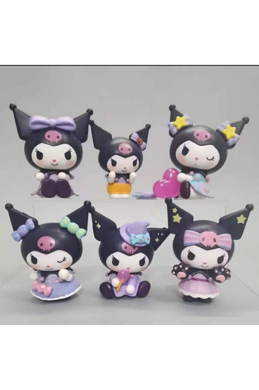 6/Takım Sanrio Anime Figürü 7Cm Childrens Kuromi Sevimli Koleksiyon Kawaii