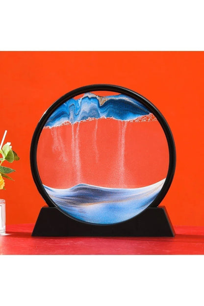Mavi- 3d Cam Hareketli Kum Sanat Yaratıcı Sandscape Hareket Ekran Akan Kum Si?yah Çerçeve