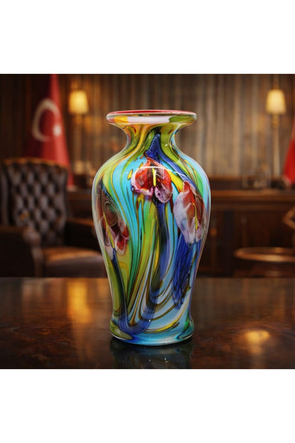 Murano Cam Vazo | İtalyan El İşçiliği Premium Ofis Dekoru
