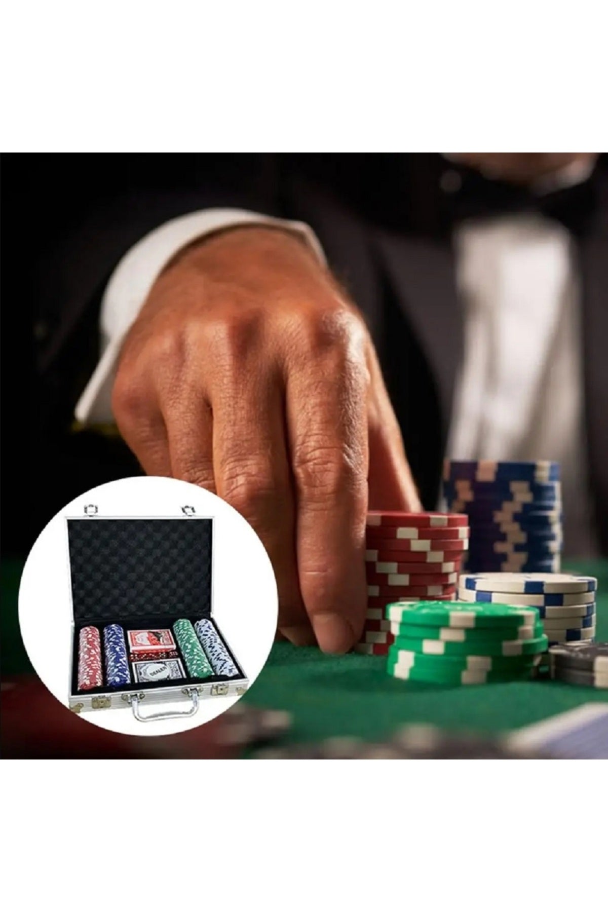 Eğlence Pokers Pazarlık Cips Dices Alüminyum Kasa İle 200 Parça Poker Fişi Seti 11 Gram Texas Holdem