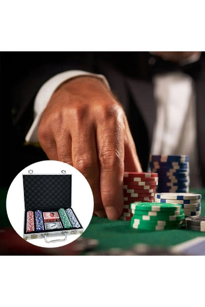 Eğlence Pokers Pazarlık Cips Dices Alüminyum Kasa İle 200 Parça Poker Fişi Seti 11 Gram Texas Holdem