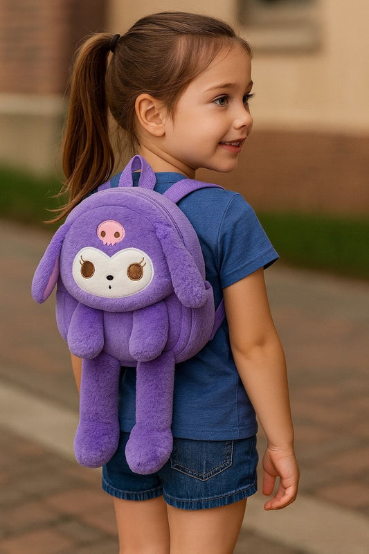 Sevimli Karakter Kuromi Kawai Sanrio Peluş Işıklı Kulaklı Sırt Çantası