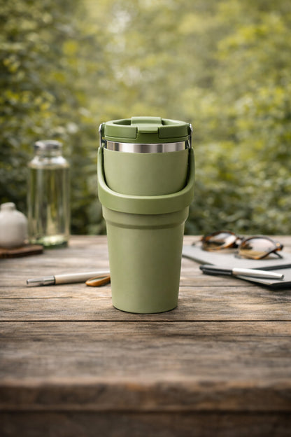 700 Ml Taşıma Kulplu Çelik Termos Mug Vakumlu Isı Yalıtımlı Sızdırmaz Dayanıklı Bardak
