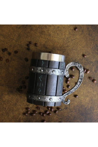 Viking Vintage 600ml Varil Paslanmaz Çelik Kabartmalı Kupa Bardak