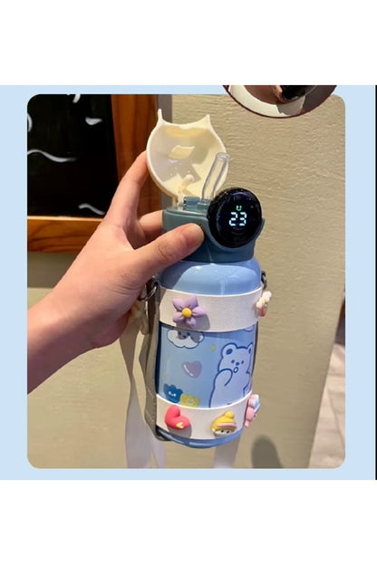 500ml Karikatür Çocuklar İçin Taşınabilir Akıllı Ekran Dokunmatik Paslanmaz Çelik Termos