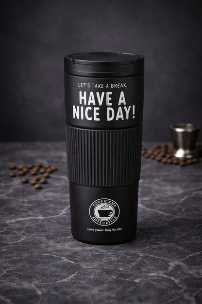 Have A Nice Day 600 Ml Çelik Termos Mug Çift Katmanlı Isı Yalıtımlı Sızdırmaz Bardak
