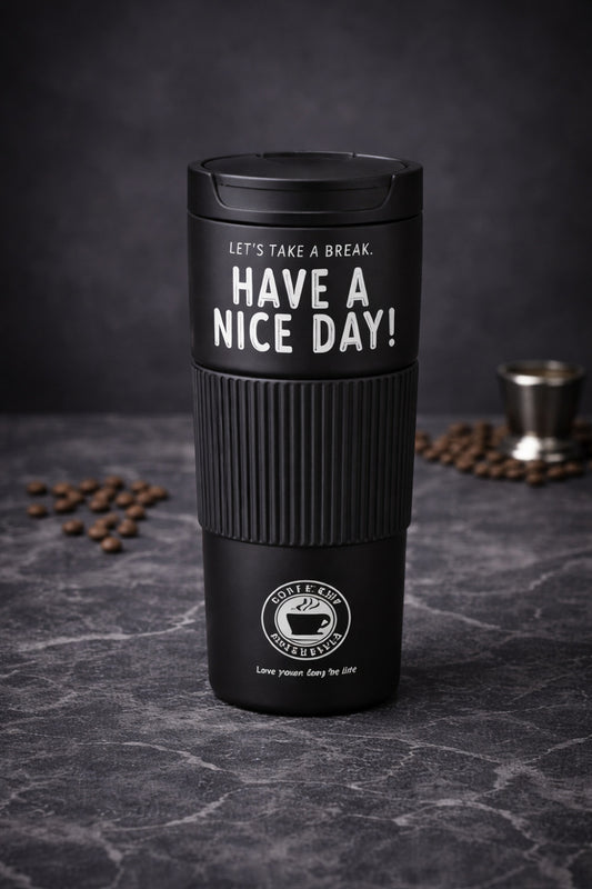 Have A Nice Day 600 Ml Çelik Termos Mug Çift Katmanlı Isı Yalıtımlı Sızdırmaz Bardak