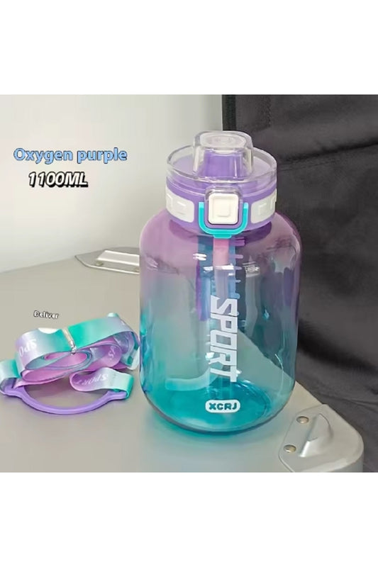 1100ml Büyük Kapasiteli Taşınabilir Spor Matarası Meşrubat Termos Pipetli Kamp Koşu Matarası