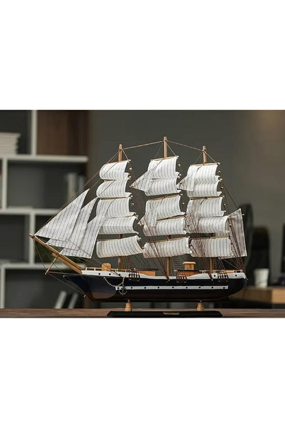 Büyük Ahşap Yelkenli Modeli Zanaat Tekne 3D Gemi Akdeniz Ev Dekorasyon Mobilya