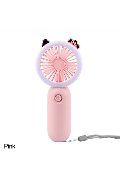 El Mini Fan USB Şarj Edilebilir Soğutma Fanları Sevimli Taşınabilir Gece Lambası