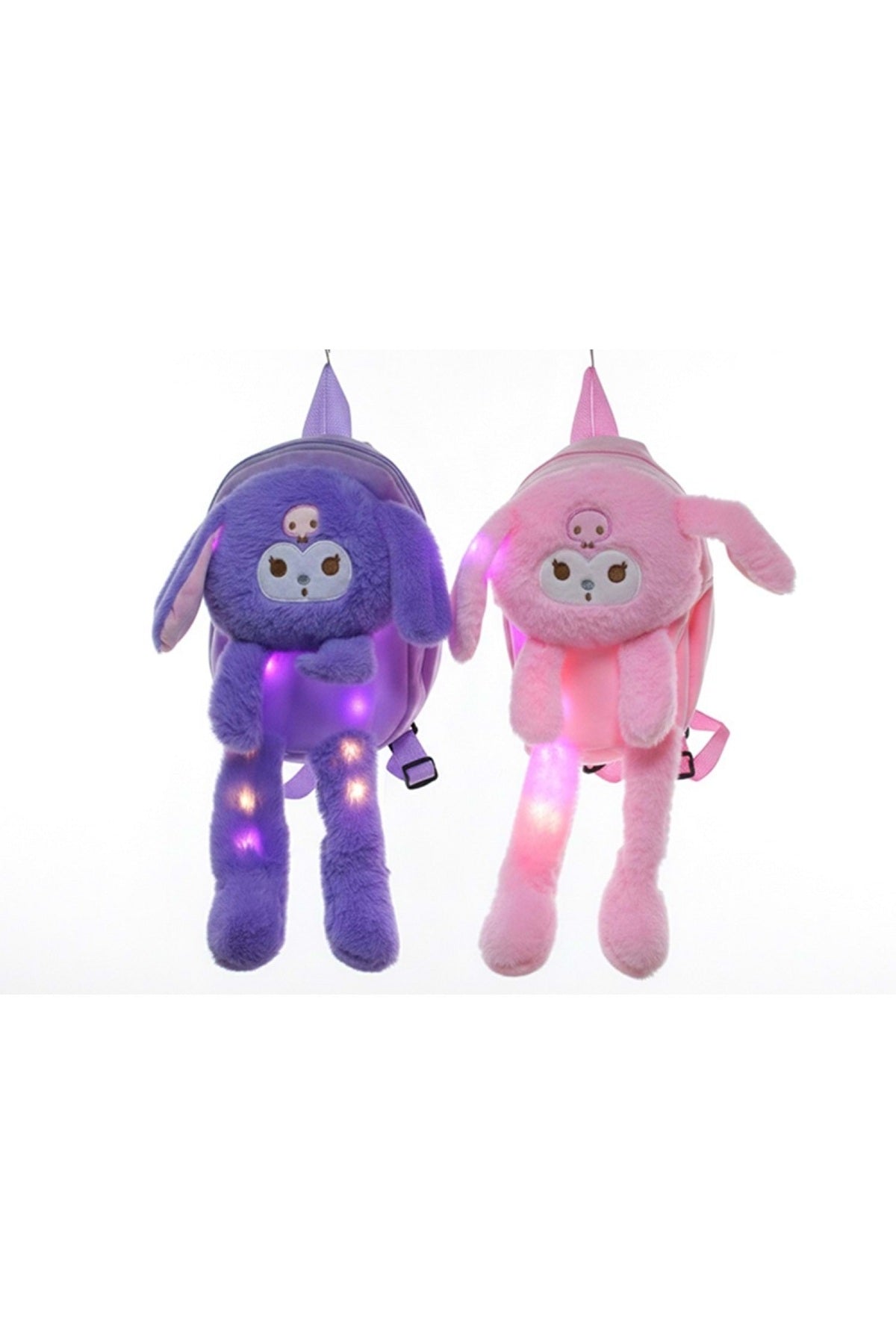 Sevimli Karakter Kuromi Kawai Sanrio Peluş Işıklı Kulaklı Sırt Çantası