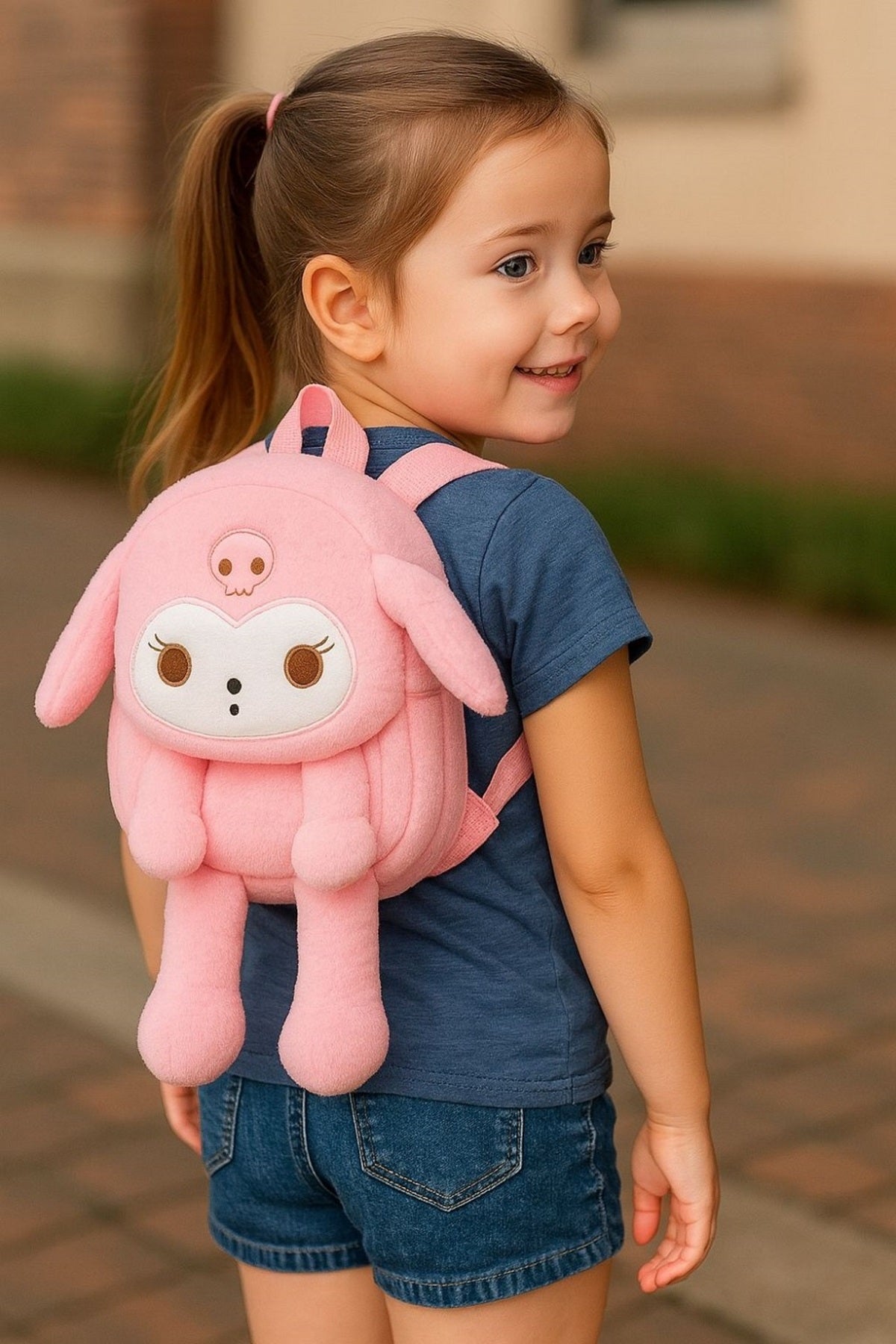 Sevimli Karakter Kuromi Kawai Sanrio Peluş Işıklı Kulaklı Sırt Çantası