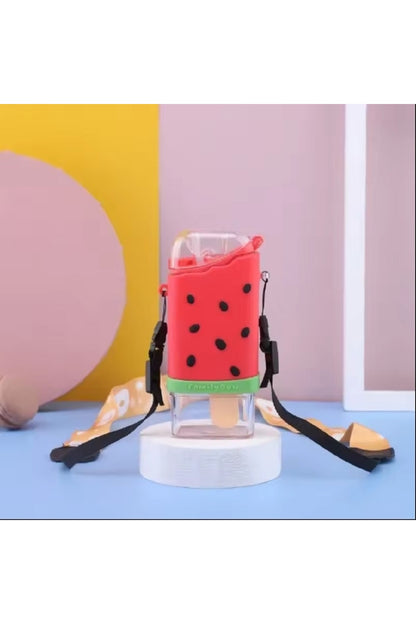 300ml Sevimli Dondurma Samanlı Şişe Yaratıcı Kare Karpuz Bardağı Taşınabilir Sızdırmaz
