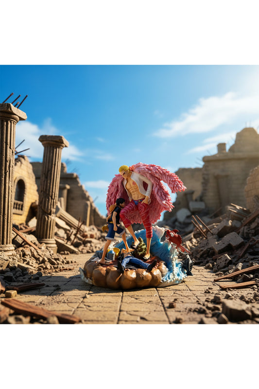 Epik Savaş Sahnesi Erkek Figür Seti One Piece Luffy & Donquixote Detaylı Koleksiyonluk Dekoratif