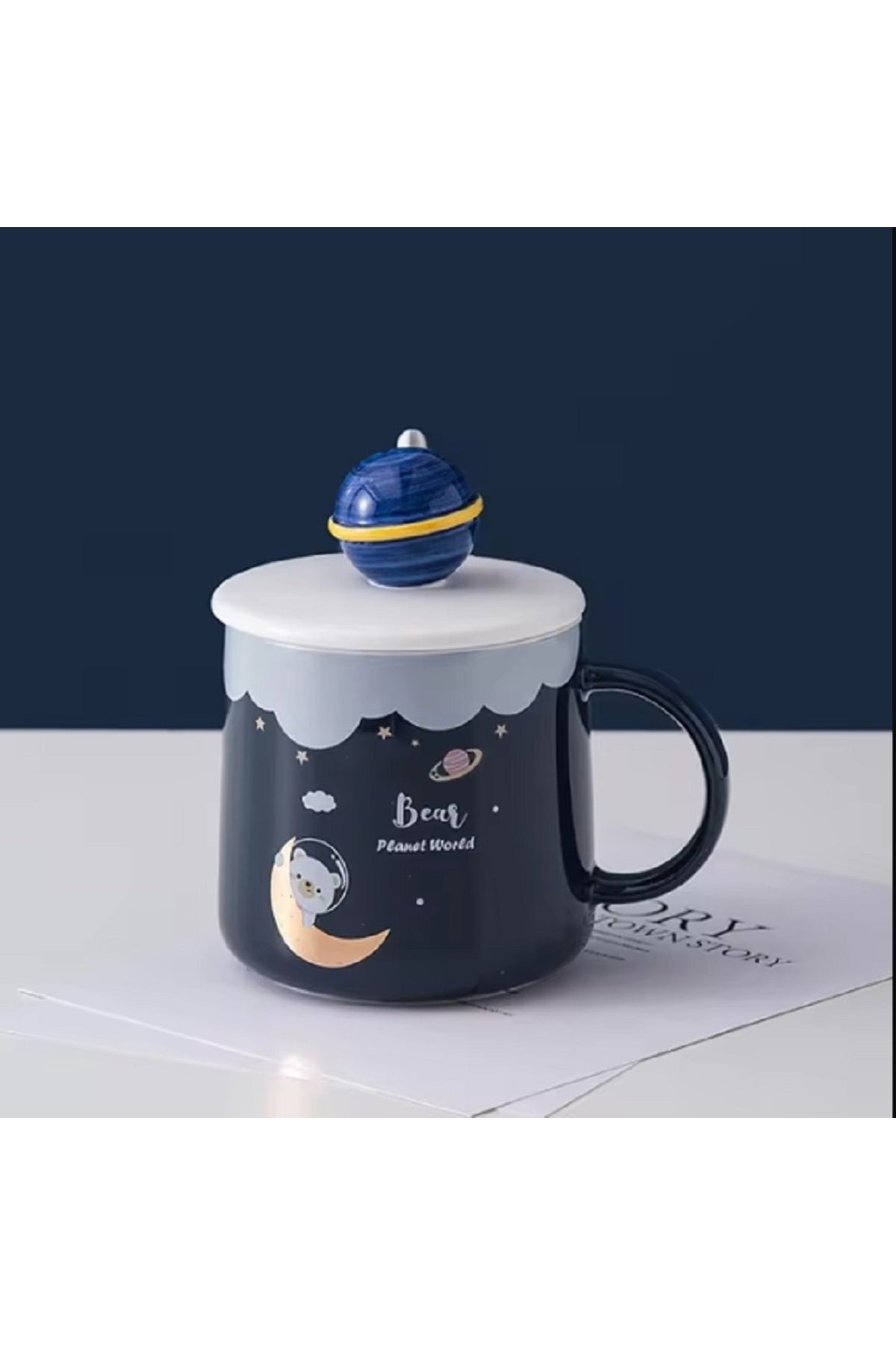400ml Yaratıcı Seramik Kaşıklı Kupa Kapak Kahve Fincanı Orijinal Kahvaltı Bardak Dirinkware