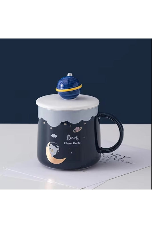 400ml Yaratıcı Seramik Kaşıklı Kupa Kapak Kahve Fincanı Orijinal Kahvaltı Bardak Dirinkware