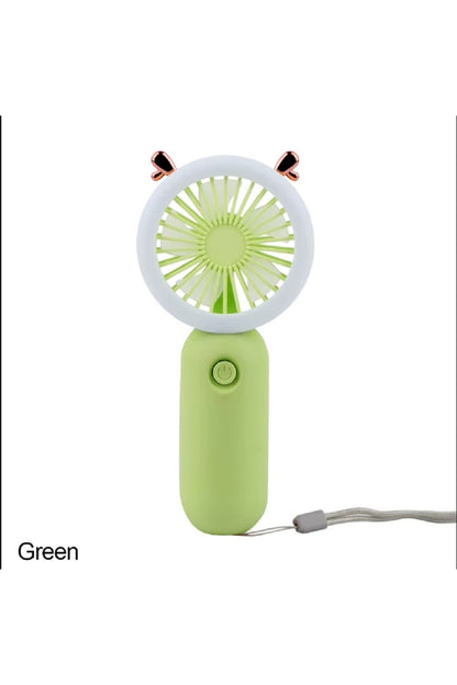 El Mini Fan USB Şarj Edilebilir Soğutma Fanları Sevimli Taşınabilir Gece Lambası