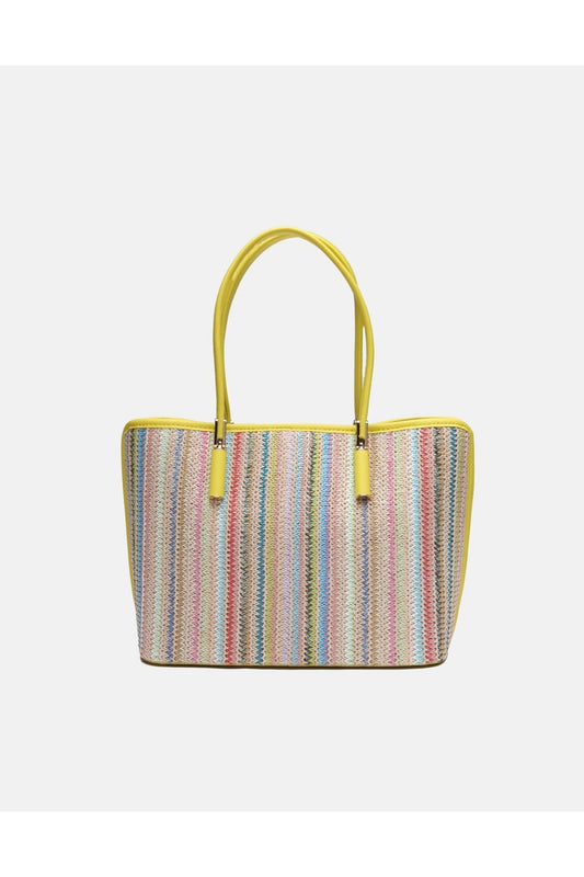 2 Trisma Hasır Örme Kumaşlı Kadın Omuz Çantası