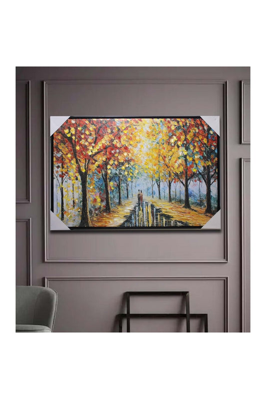 Retro Renkli Vintage Yaz Bahçesi Duvar Dekorasyon Yağlı Boya Tablo 90x60