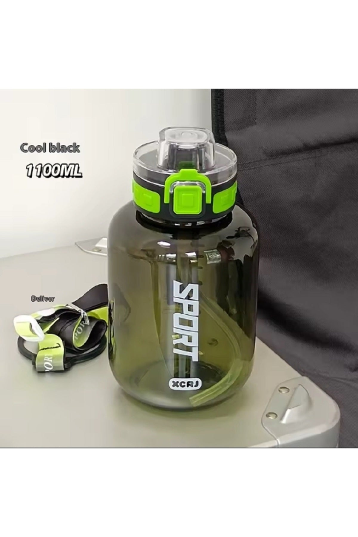 1100ml Büyük Kapasiteli Taşınabilir Spor Matarası Meşrubat Termos Pipetli Kamp Koşu Matarası