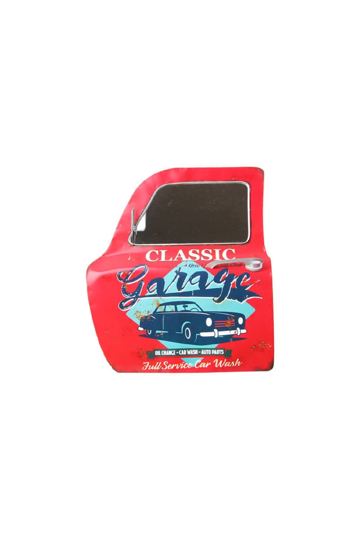 Dekoratif Classic Garage Temalı Kırmızı Araba Kapısı Ayna Süsler Ev Oturma Odası TV kabine Masaüstü
