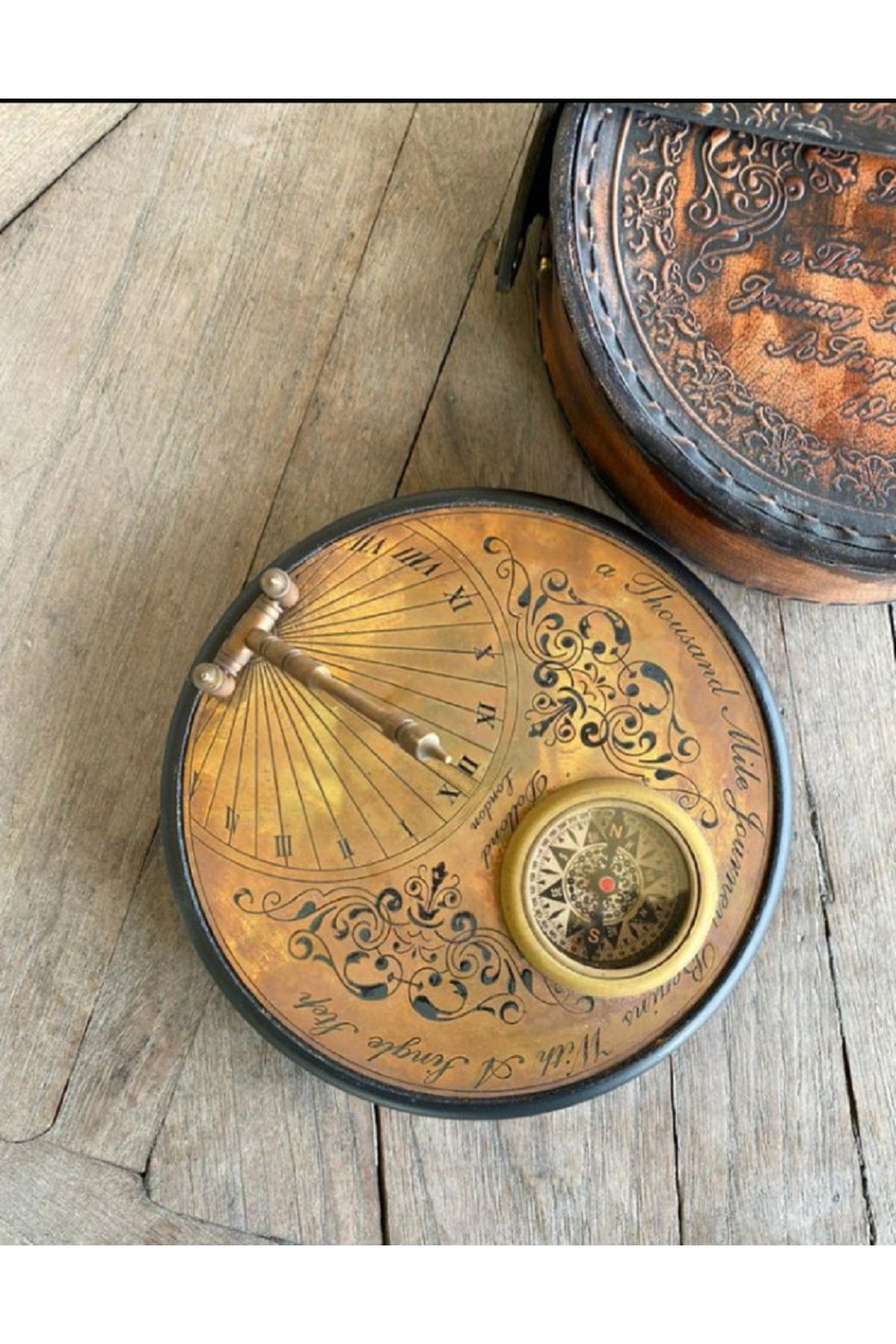 Dollond London 1920 Retro Pirinç Güneş Saati Ve Masa Pusulası